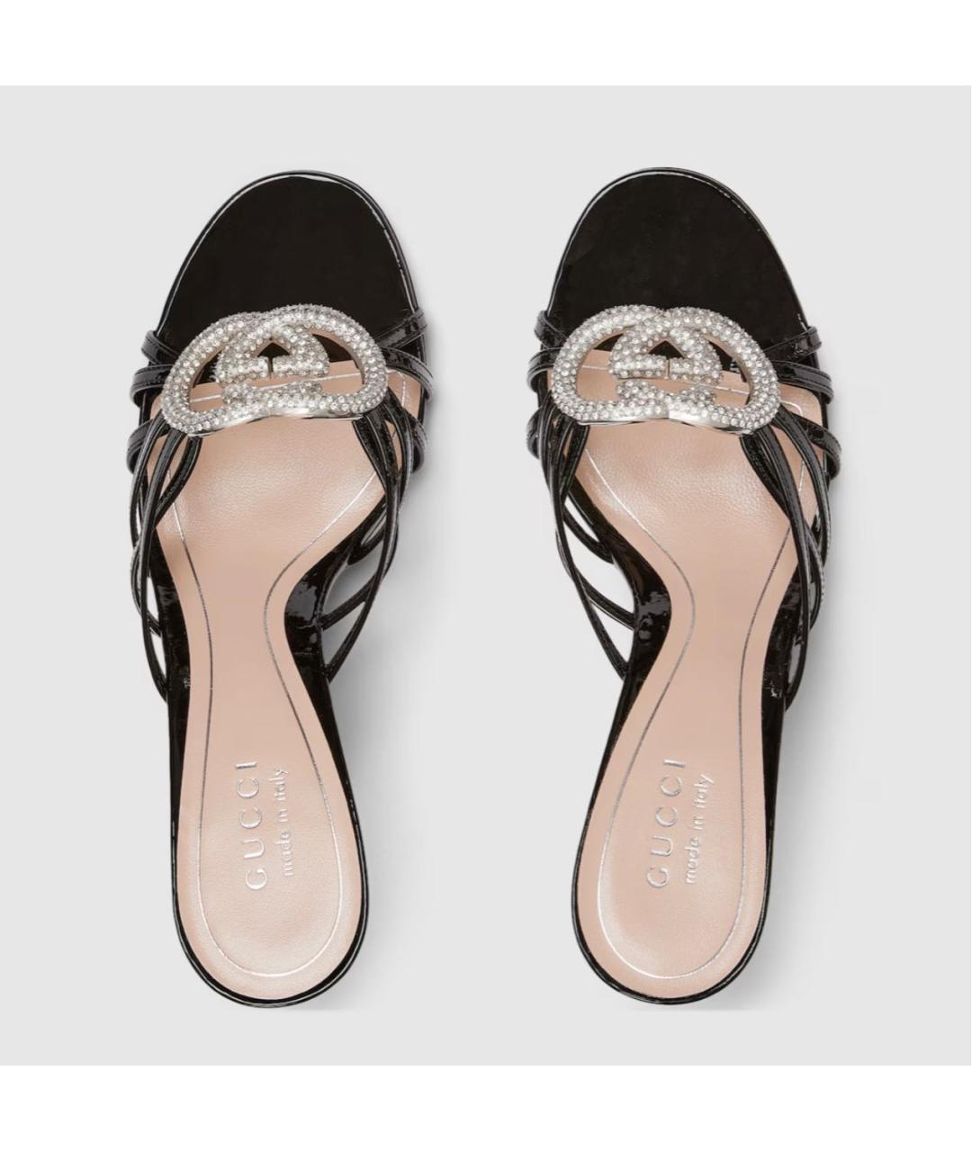 GUCCI Черные кожаные босоножки, фото 5