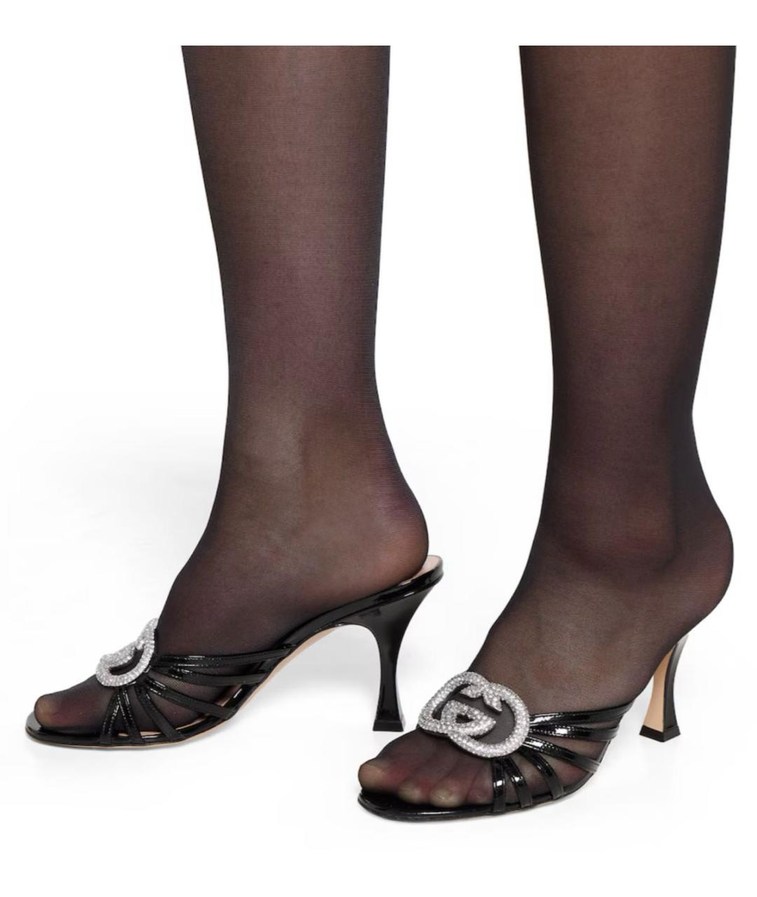 GUCCI Черные кожаные босоножки, фото 3