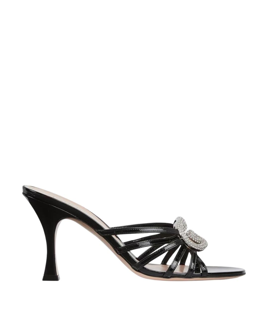 GUCCI Черные кожаные босоножки, фото 1