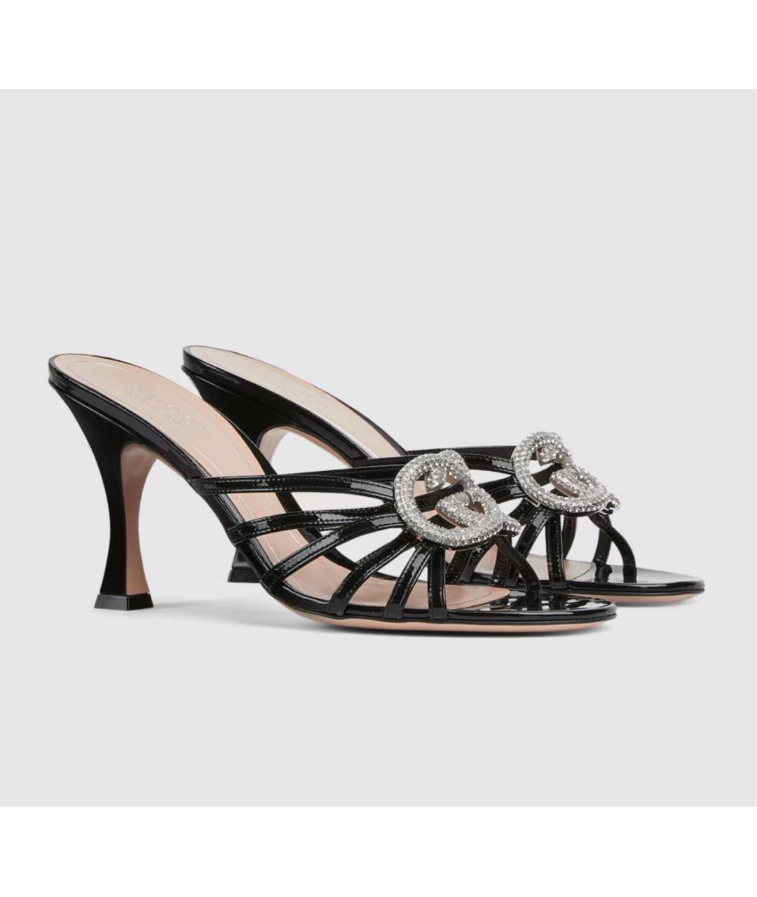 GUCCI Черные кожаные босоножки, фото 2