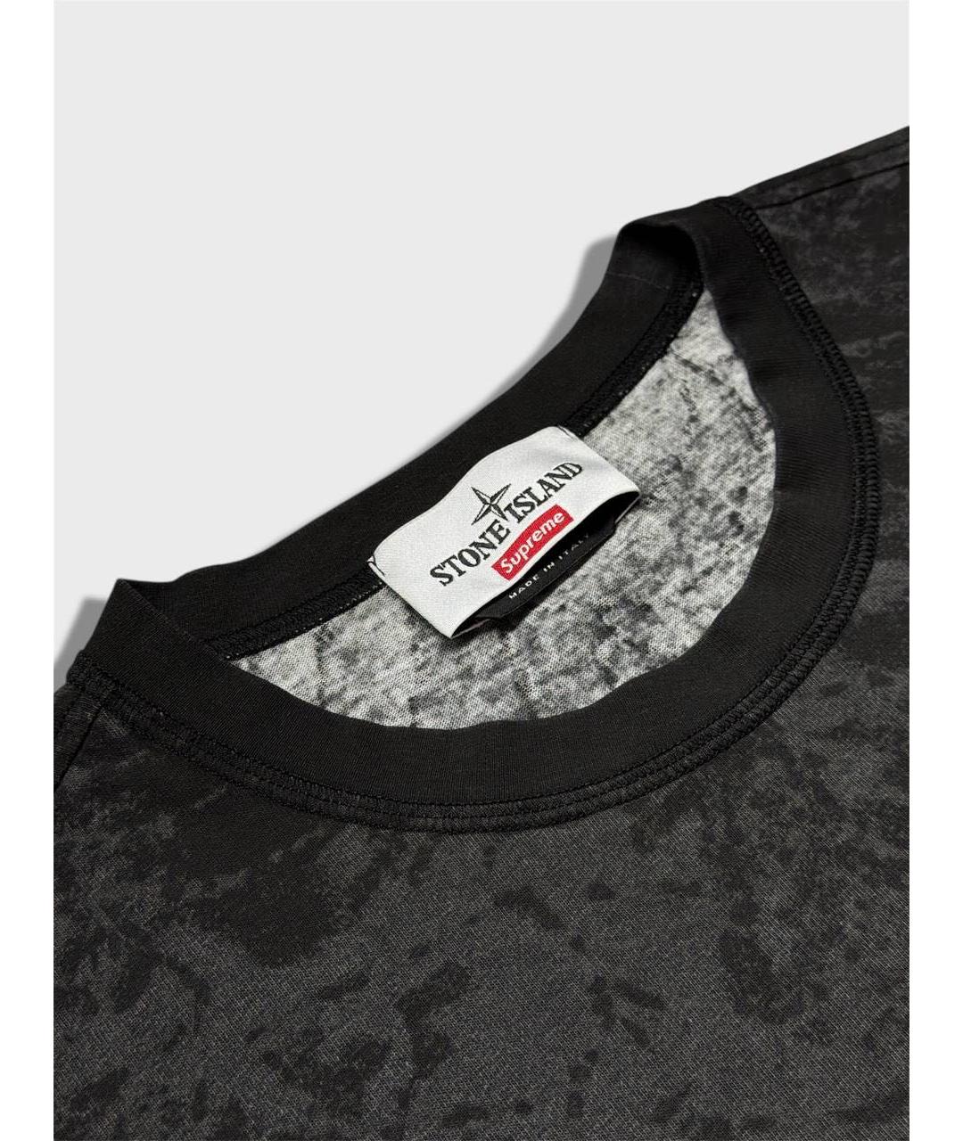 STONE ISLAND Черная хлопковая футболка, фото 3