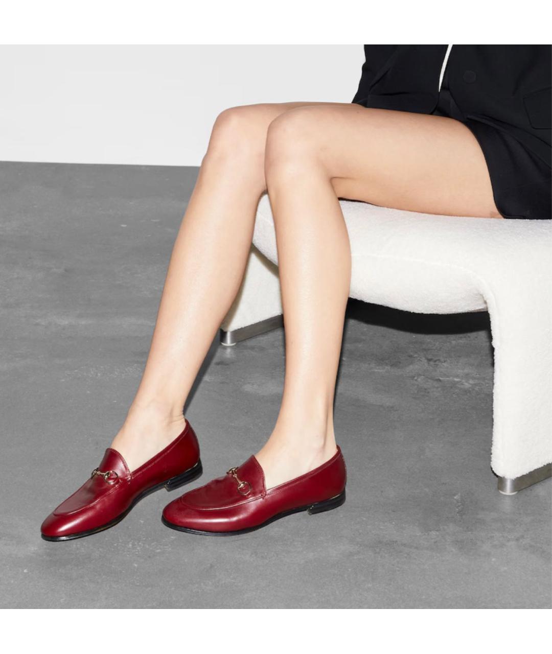 GUCCI Бордовые кожаные лоферы, фото 3
