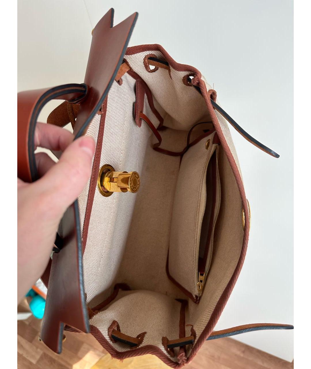 HERMES Красная тканевая сумка через плечо, фото 4