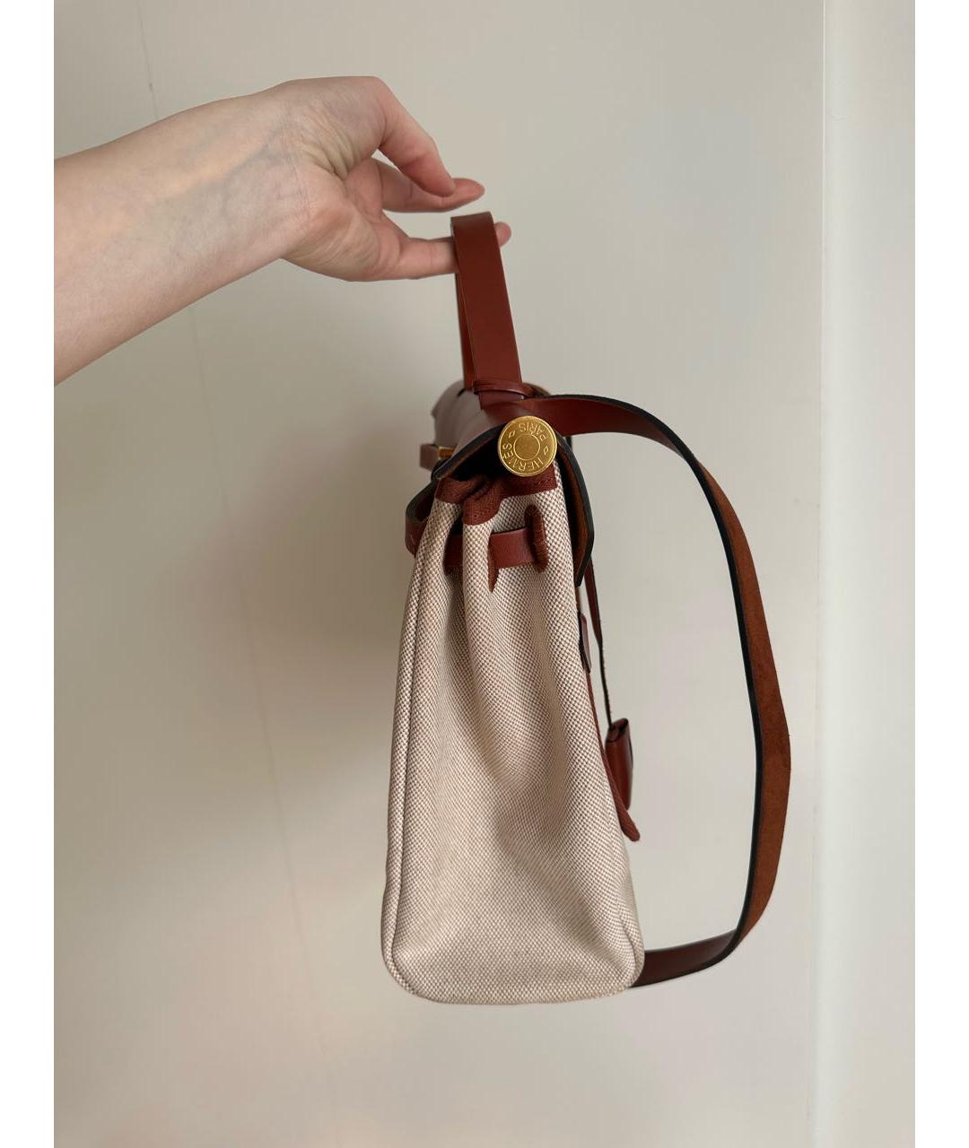 HERMES Красная тканевая сумка через плечо, фото 3