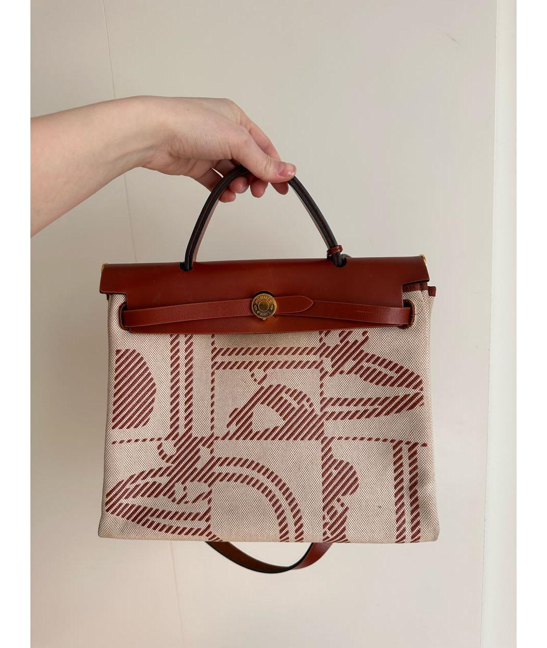 HERMES Красная тканевая сумка через плечо, фото 5