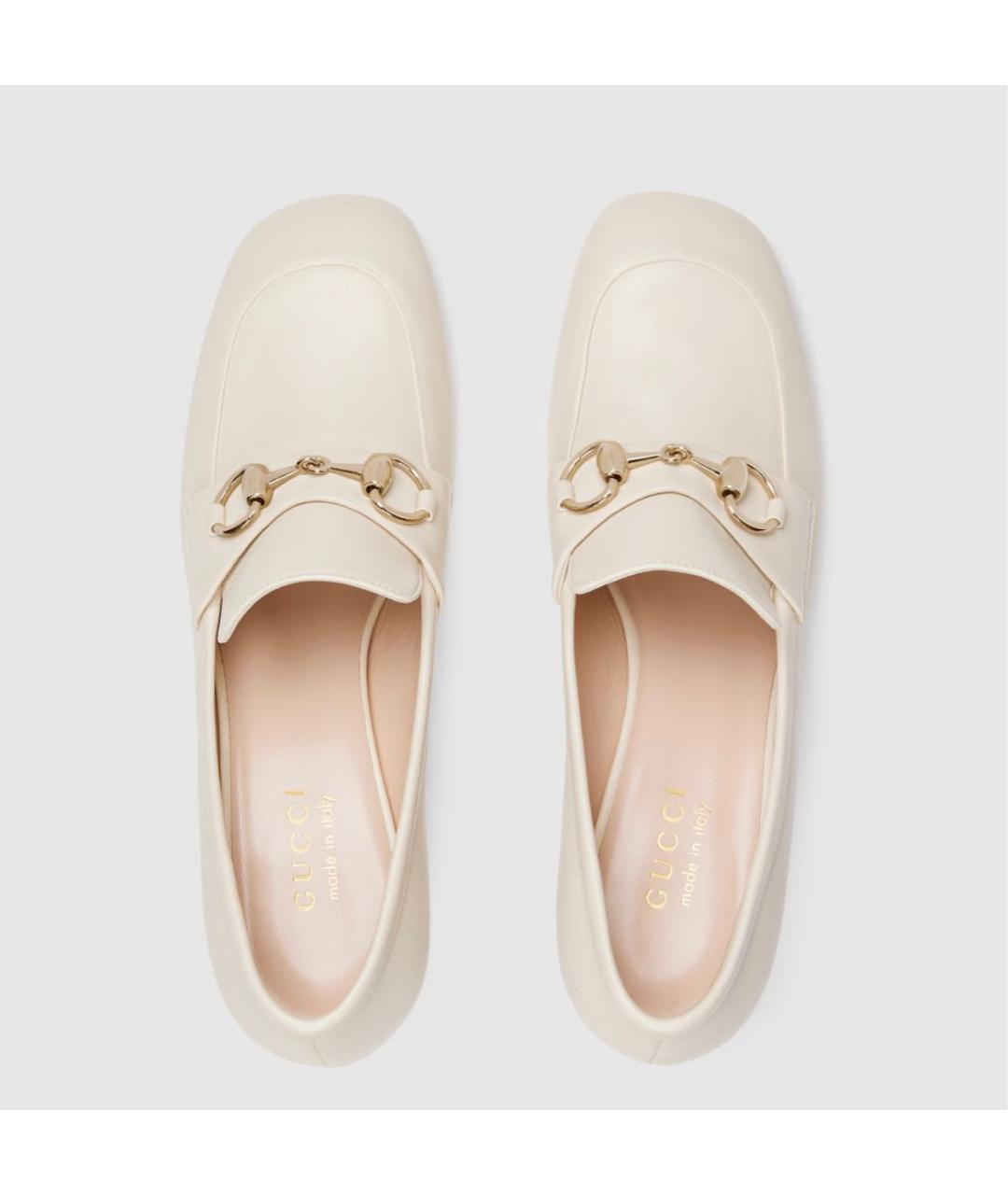 GUCCI Белые кожаные лоферы, фото 4