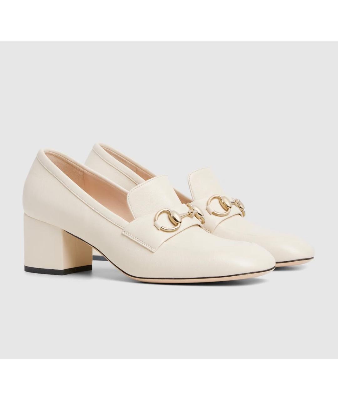 GUCCI Белые кожаные лоферы, фото 5