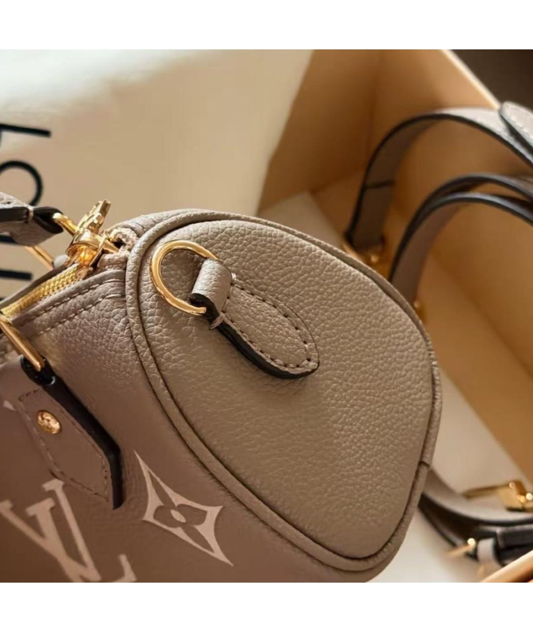 LOUIS VUITTON Серая кожаная сумка с короткими ручками, фото 4