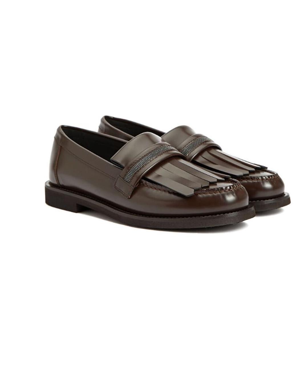 BRUNELLO CUCINELLI Коричневые кожаные лоферы, фото 2