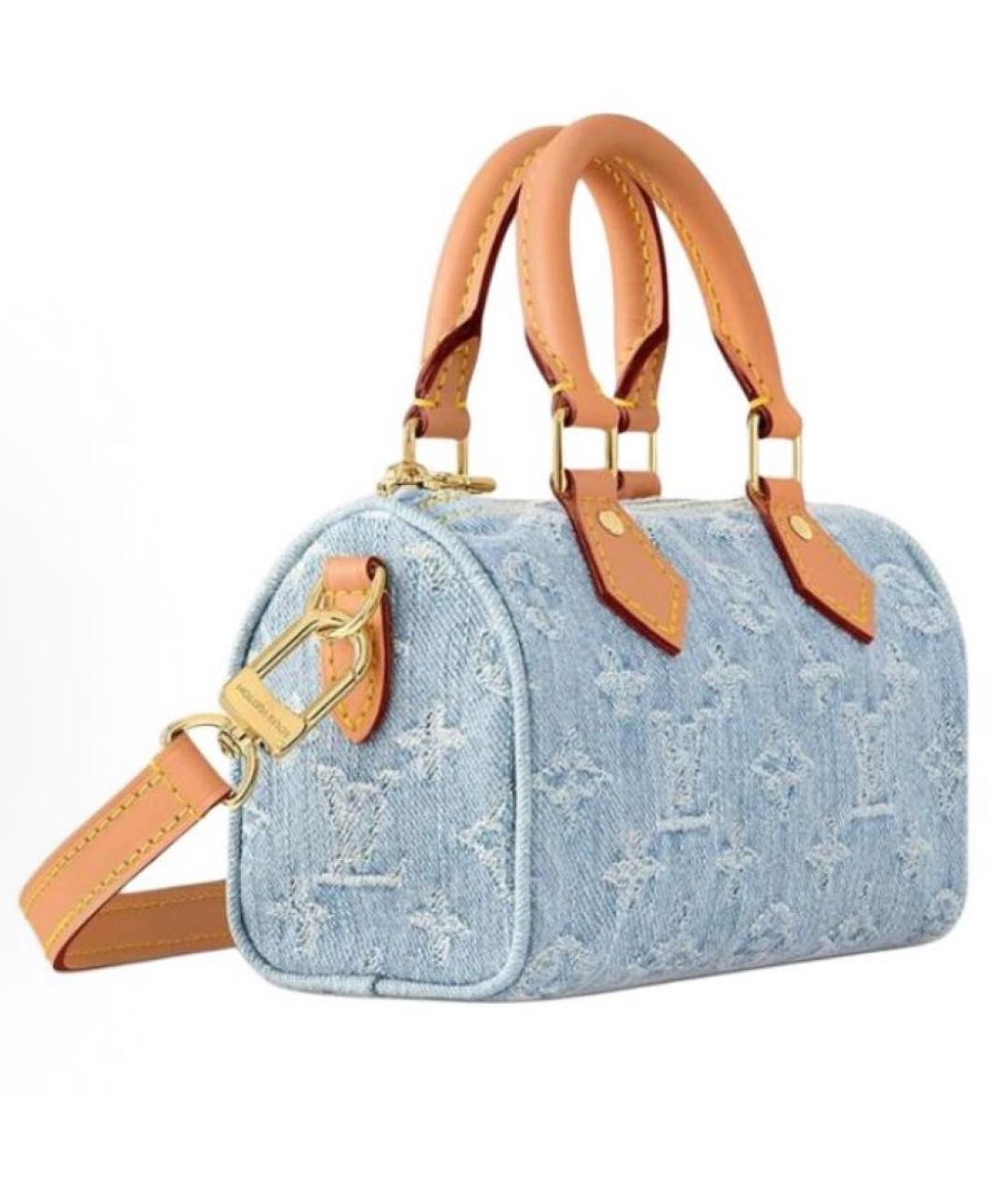 LOUIS VUITTON Голубая деним сумка с короткими ручками, фото 2