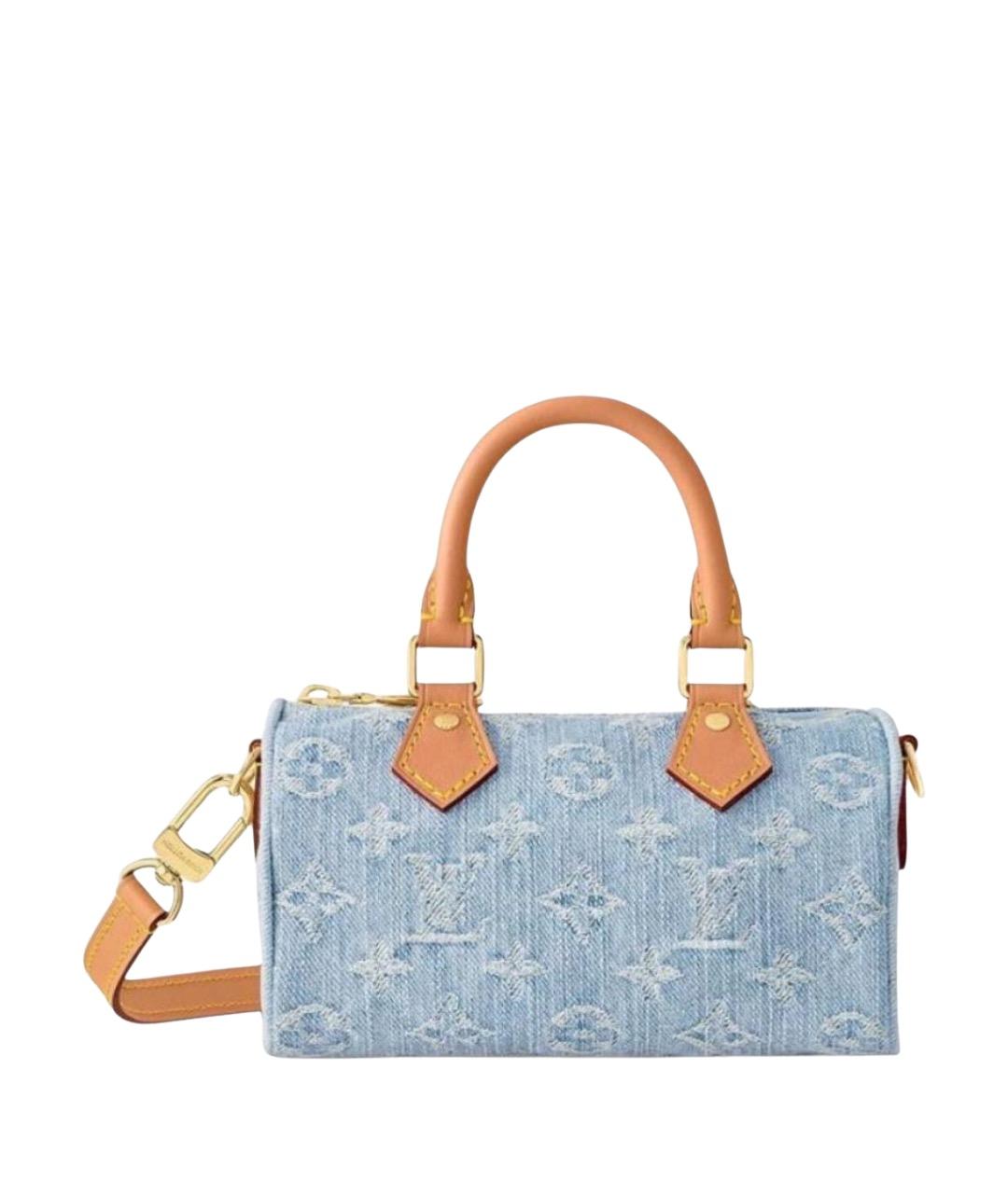 LOUIS VUITTON Голубая деним сумка с короткими ручками, фото 1