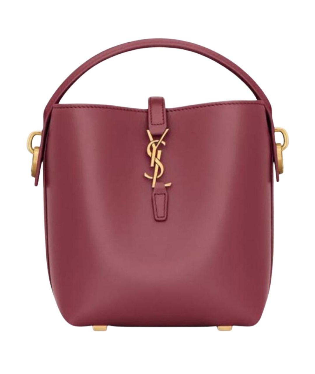 SAINT LAURENT Бордовая кожаная сумка с короткими ручками, фото 1