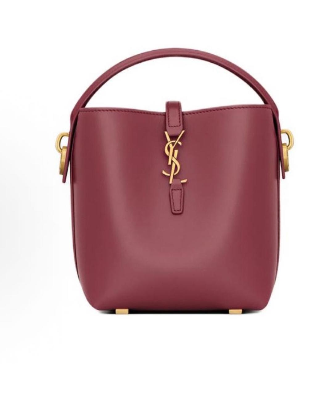 SAINT LAURENT Бордовая кожаная сумка с короткими ручками, фото 5