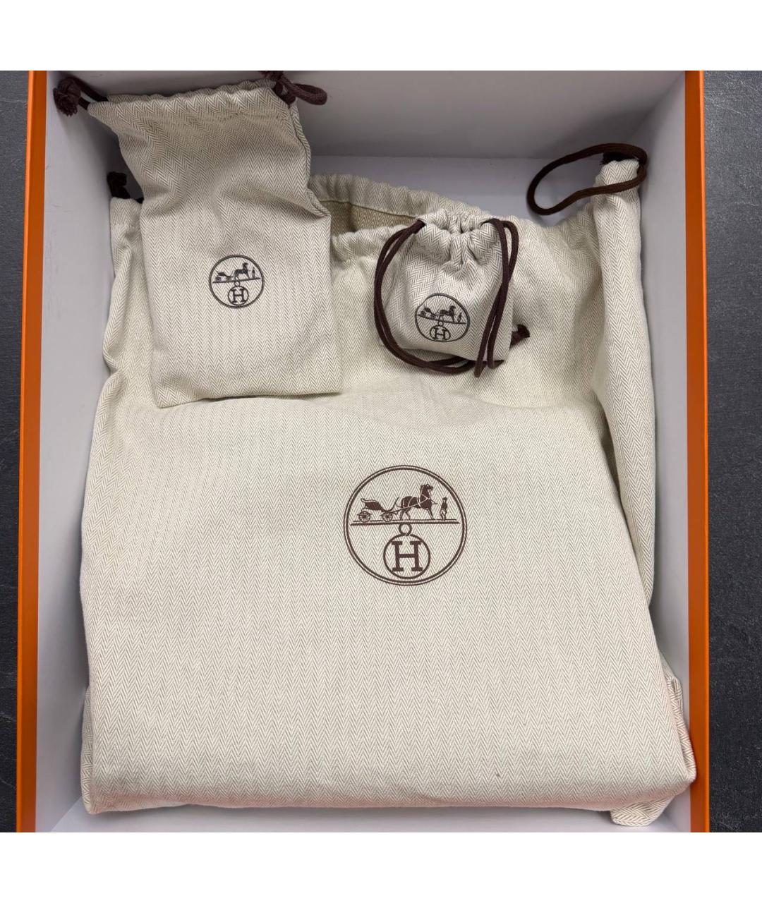 HERMES Белая кожаная сумка с короткими ручками, фото 8