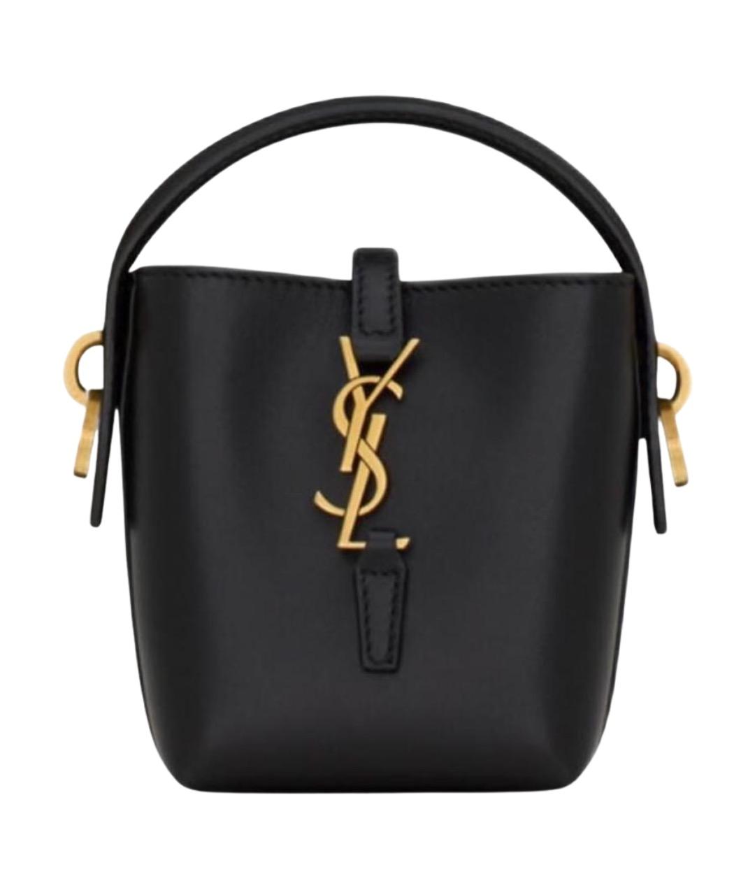 SAINT LAURENT Черная кожаная сумка с короткими ручками, фото 1