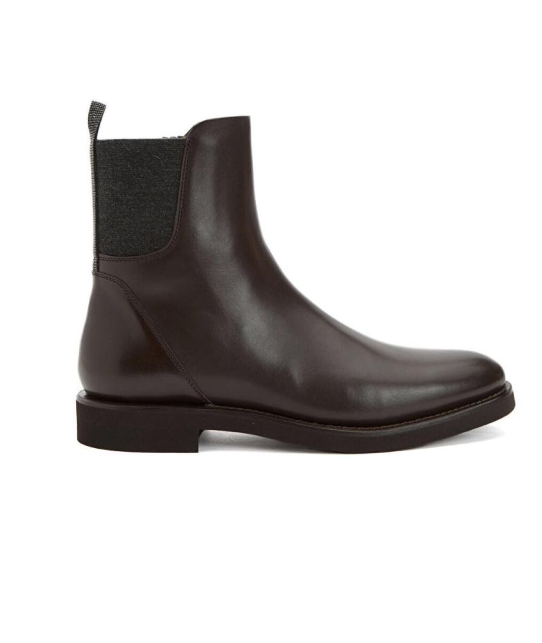 BRUNELLO CUCINELLI Коричневые кожаные ботинки, фото 1