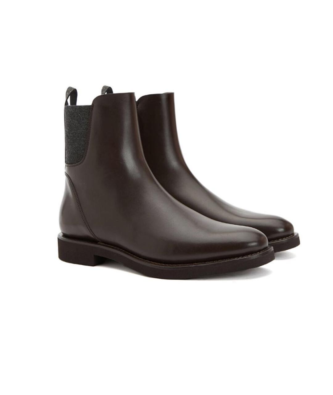 BRUNELLO CUCINELLI Коричневые кожаные ботинки, фото 2