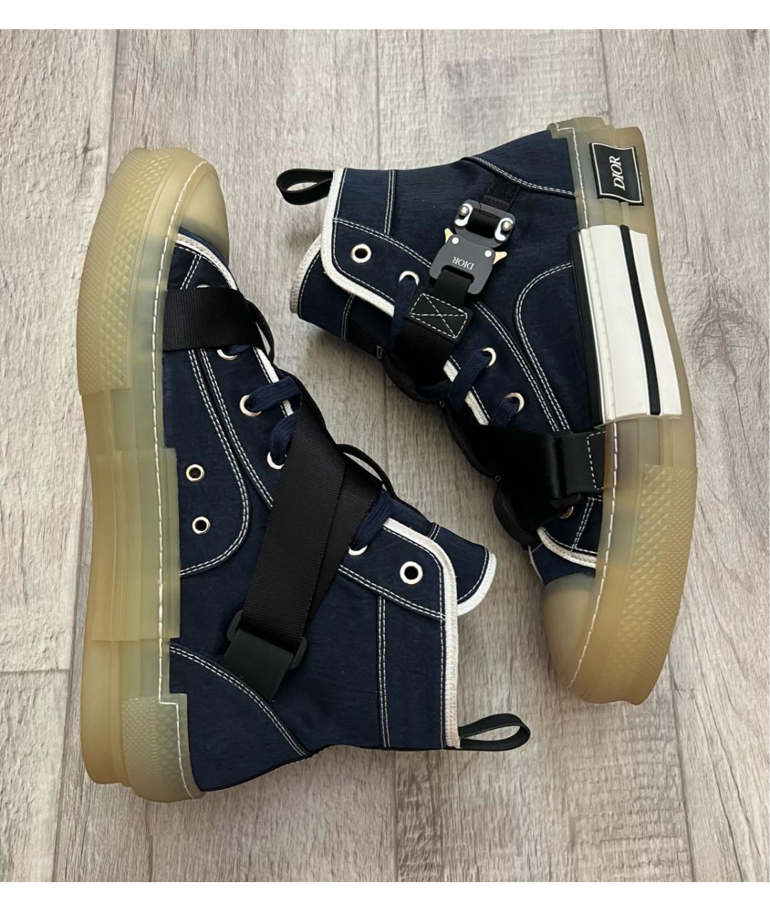 CHRISTIAN DIOR Синие текстильные высокие кроссовки / кеды, фото 5