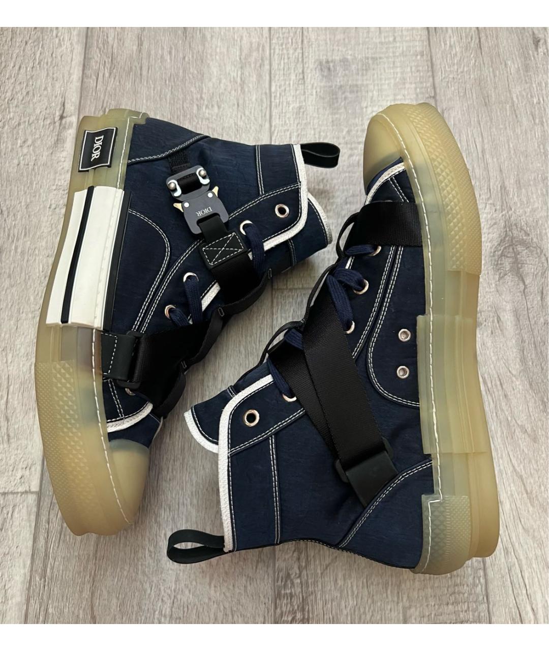 CHRISTIAN DIOR Синие текстильные высокие кроссовки / кеды, фото 4