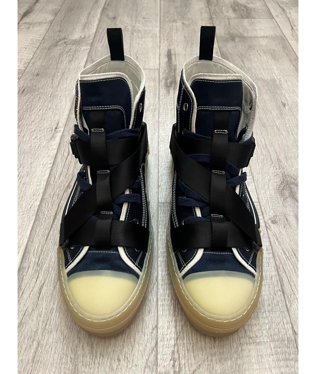 CHRISTIAN DIOR Синие текстильные высокие кроссовки / кеды, фото 3