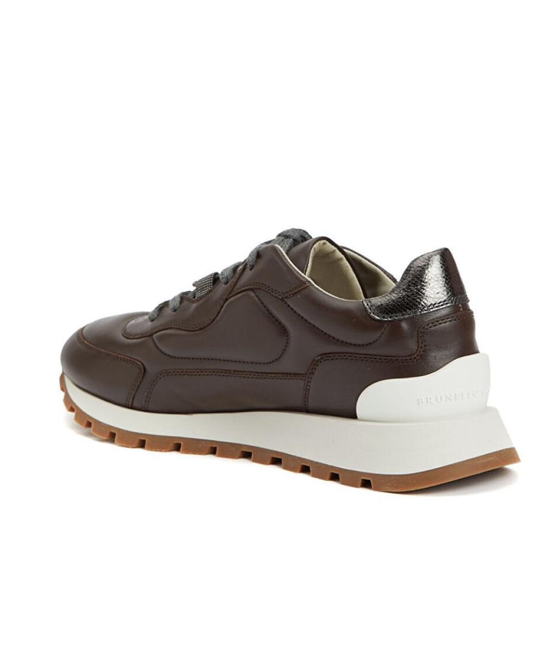 BRUNELLO CUCINELLI Коричневые кожаные кроссовки, фото 3