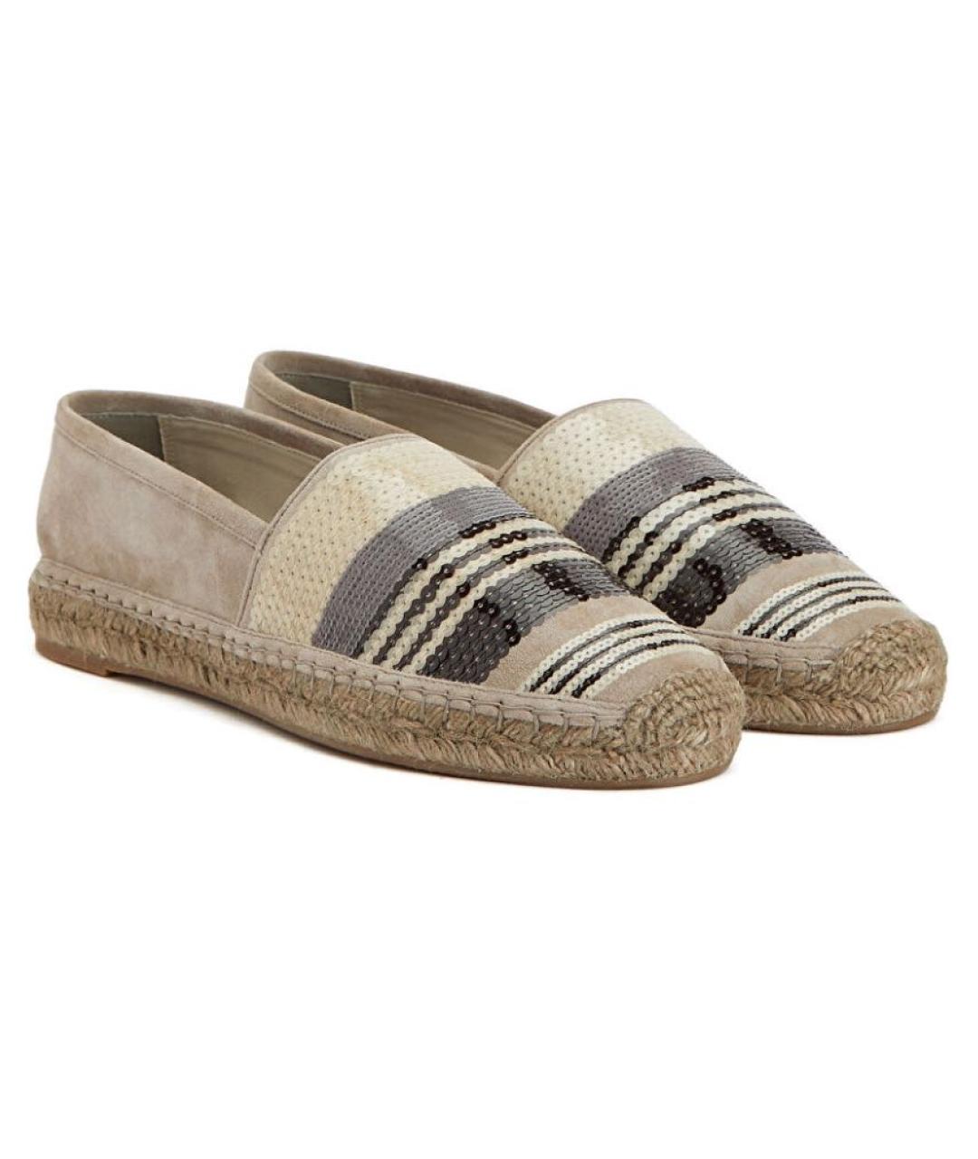 BRUNELLO CUCINELLI Бежевые замшевые эспадрильи, фото 5