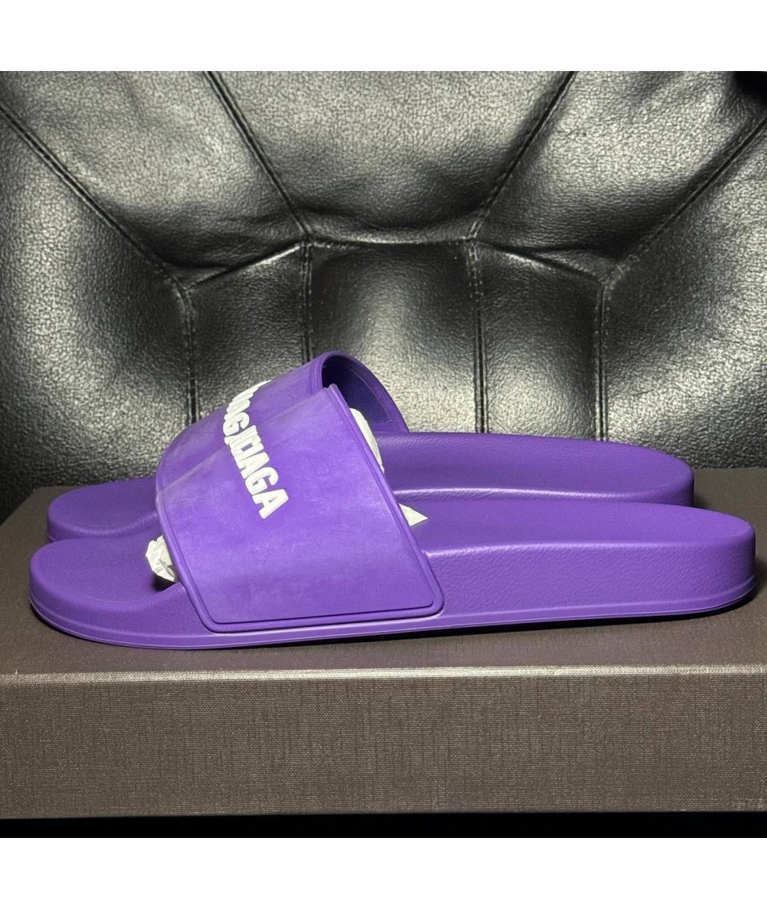 BALENCIAGA Фиолетовые текстильные шлепанцы, фото 3