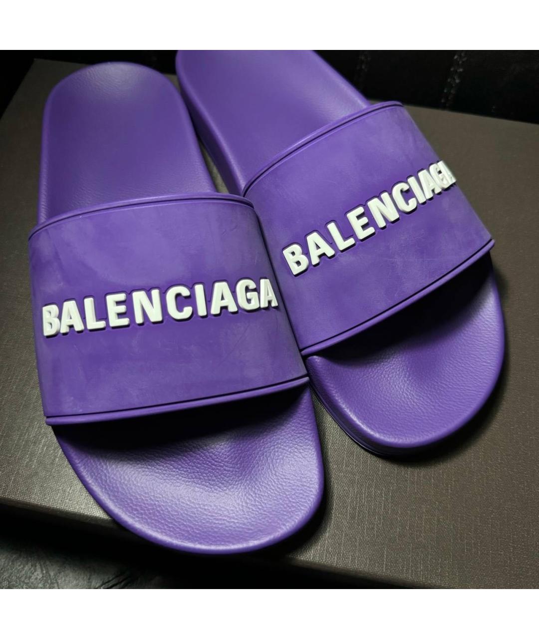 BALENCIAGA Фиолетовые текстильные шлепанцы, фото 7