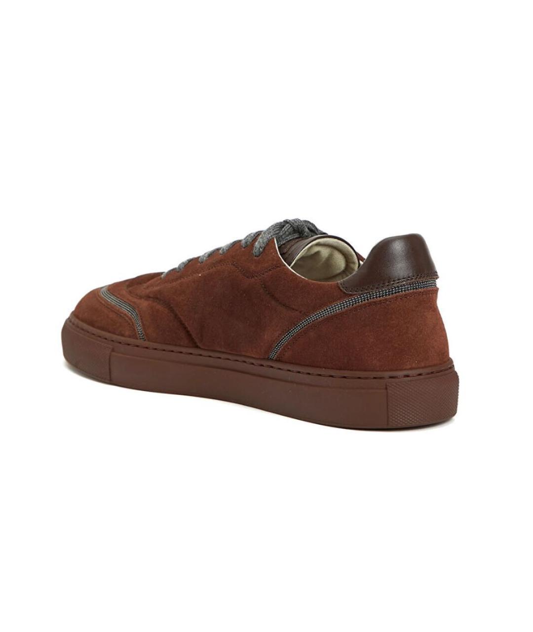 BRUNELLO CUCINELLI Бордовые замшевые кеды, фото 3