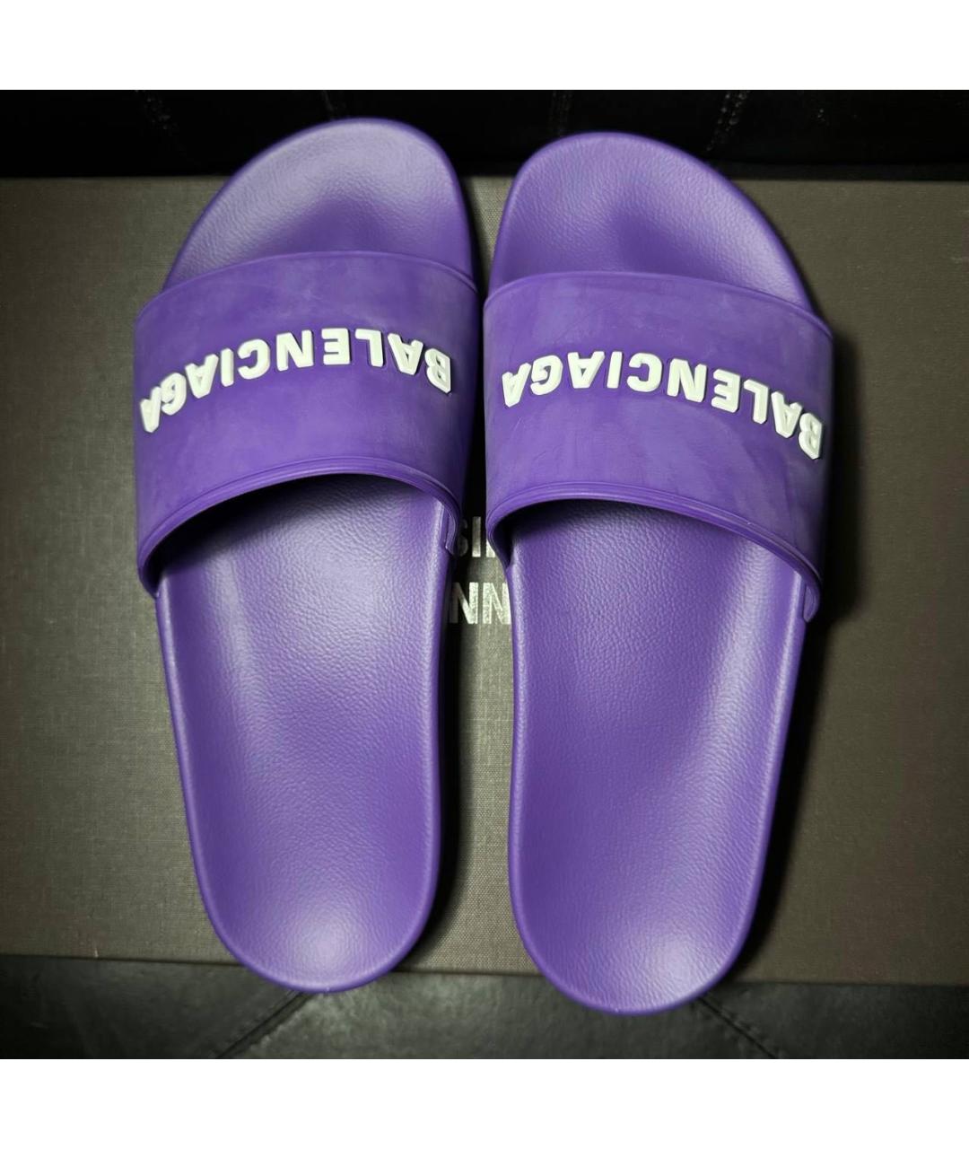 BALENCIAGA Фиолетовые текстильные шлепанцы, фото 7