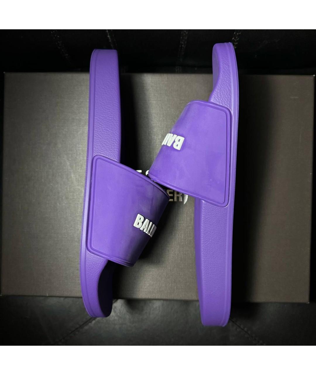 BALENCIAGA Фиолетовые текстильные шлепанцы, фото 5