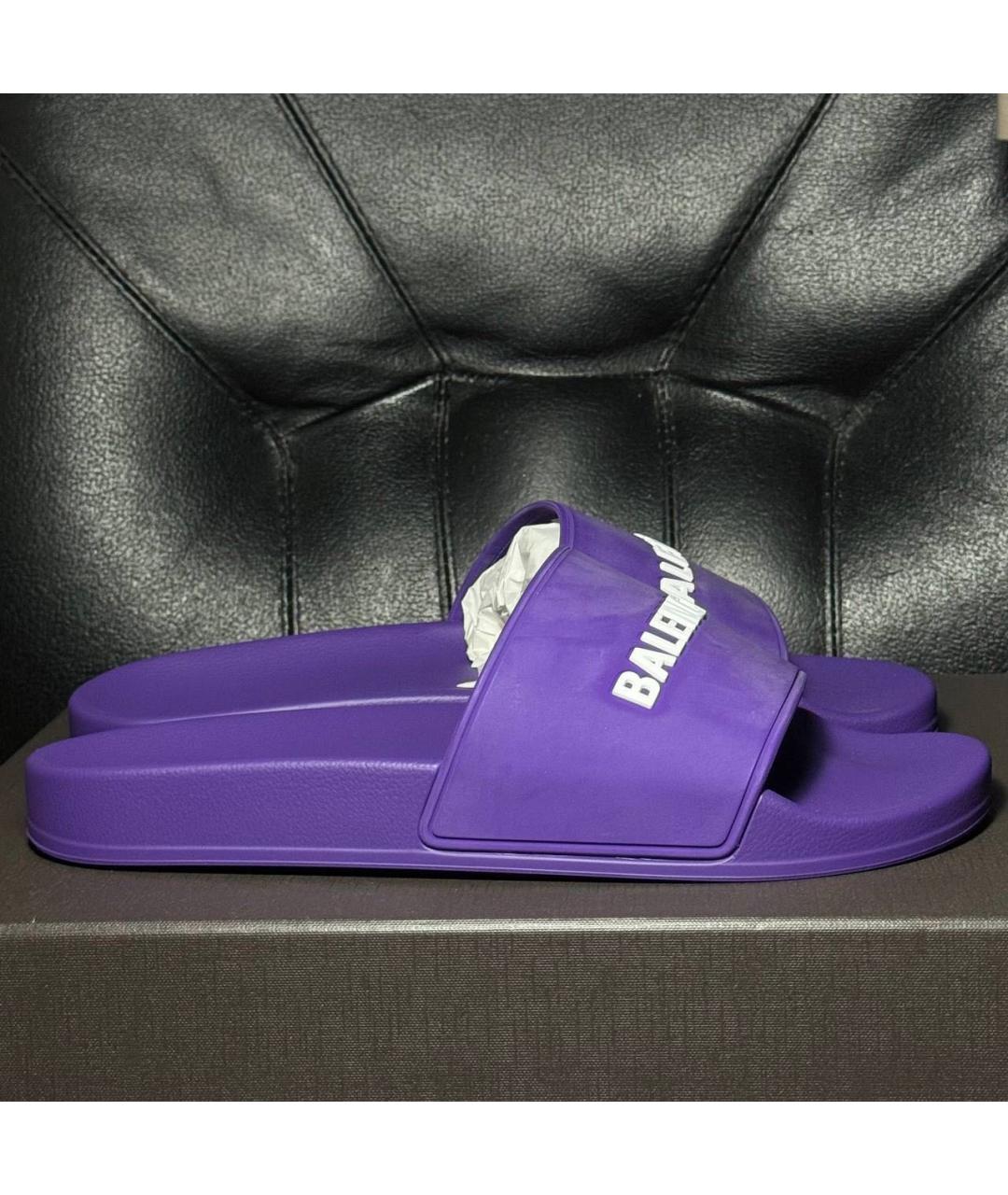 BALENCIAGA Фиолетовые текстильные шлепанцы, фото 9