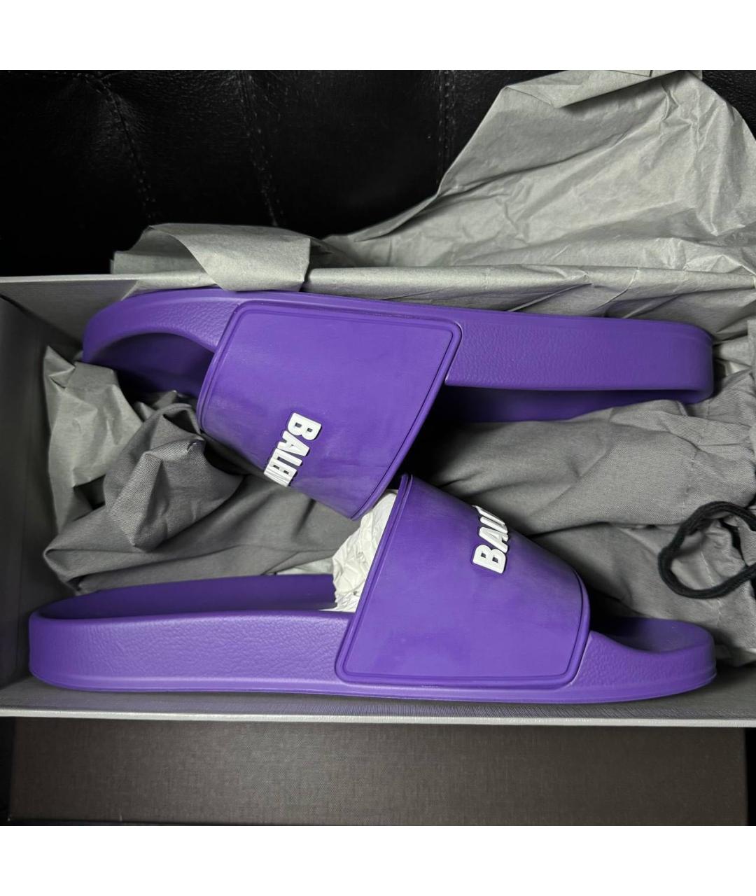 BALENCIAGA Фиолетовые текстильные шлепанцы, фото 6