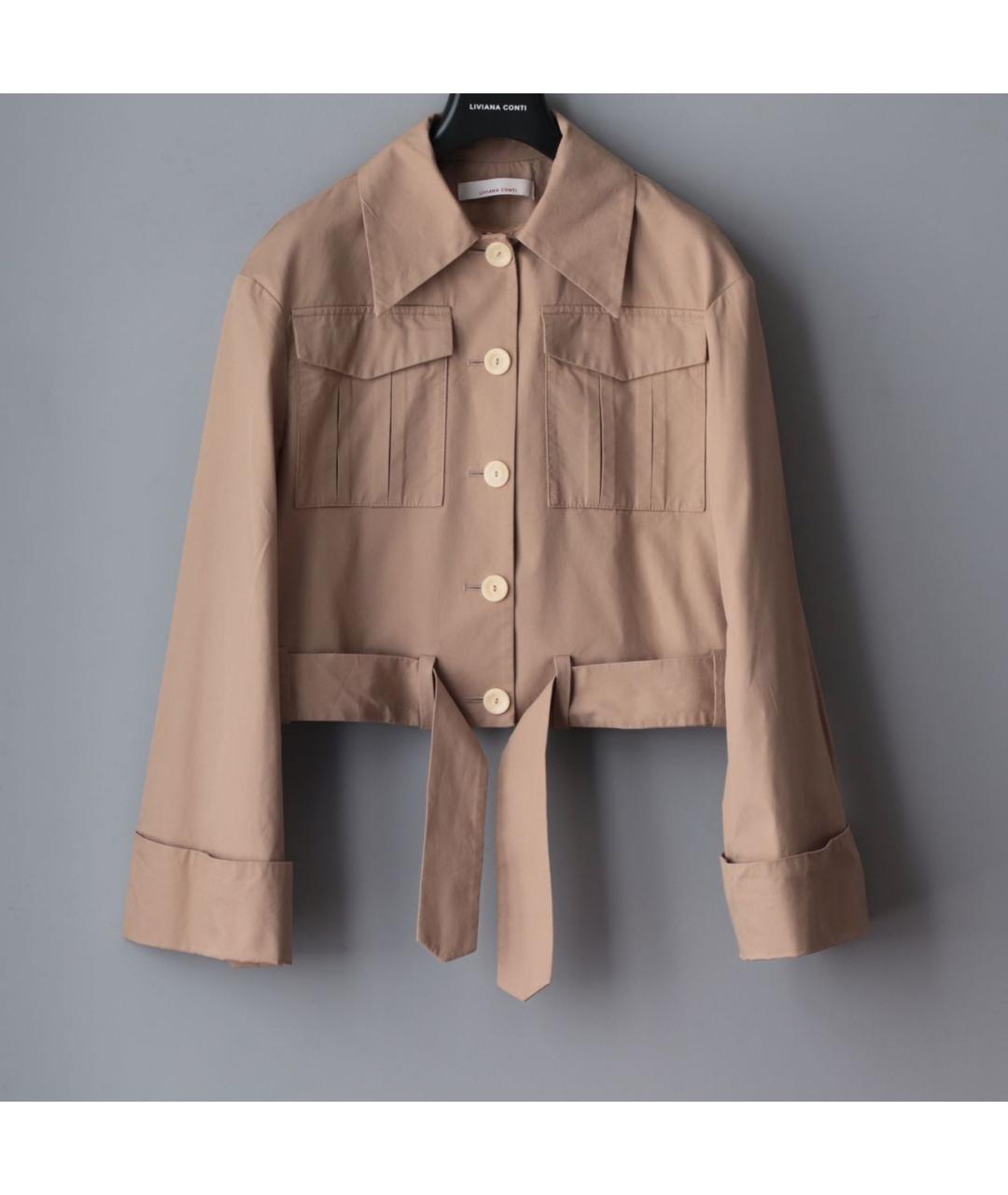 LIVIANA CONTI Бежевый хлопковый жакет/пиджак, фото 6