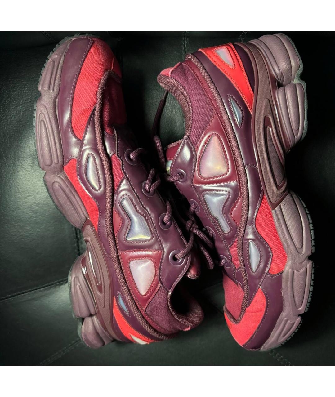 ADIDAS X RAF SIMONS Бордовые текстильные низкие кроссовки / кеды, фото 5