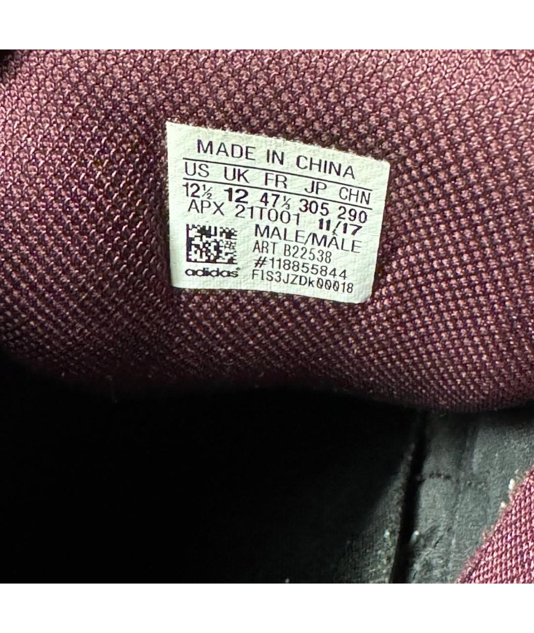 ADIDAS X RAF SIMONS Бордовые текстильные низкие кроссовки / кеды, фото 6