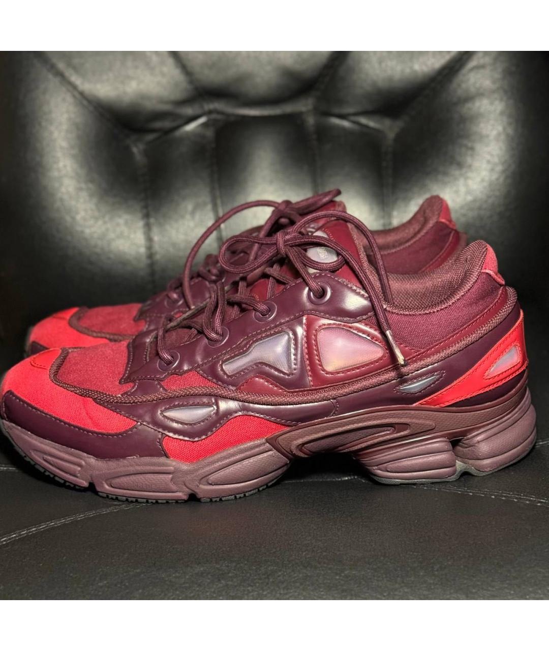 ADIDAS X RAF SIMONS Бордовые текстильные низкие кроссовки / кеды, фото 3