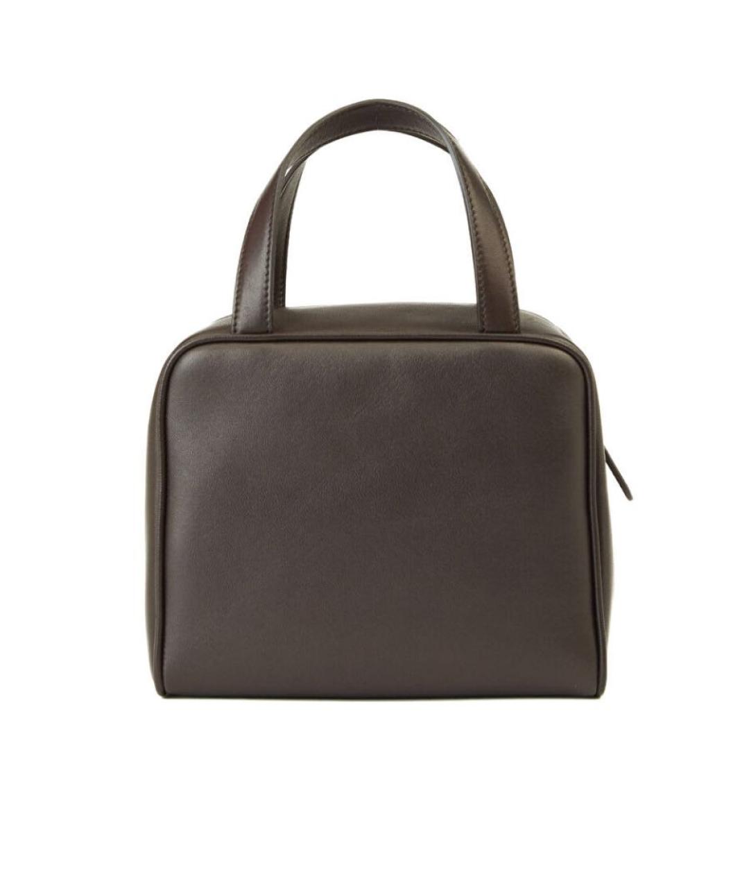 THE ROW Черная кожаная сумка с короткими ручками, фото 3