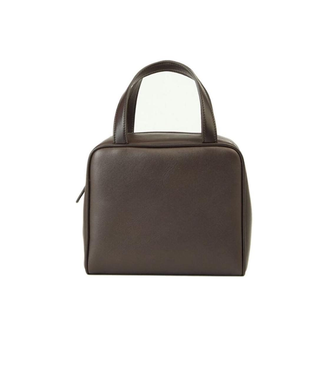 THE ROW Черная кожаная сумка с короткими ручками, фото 1