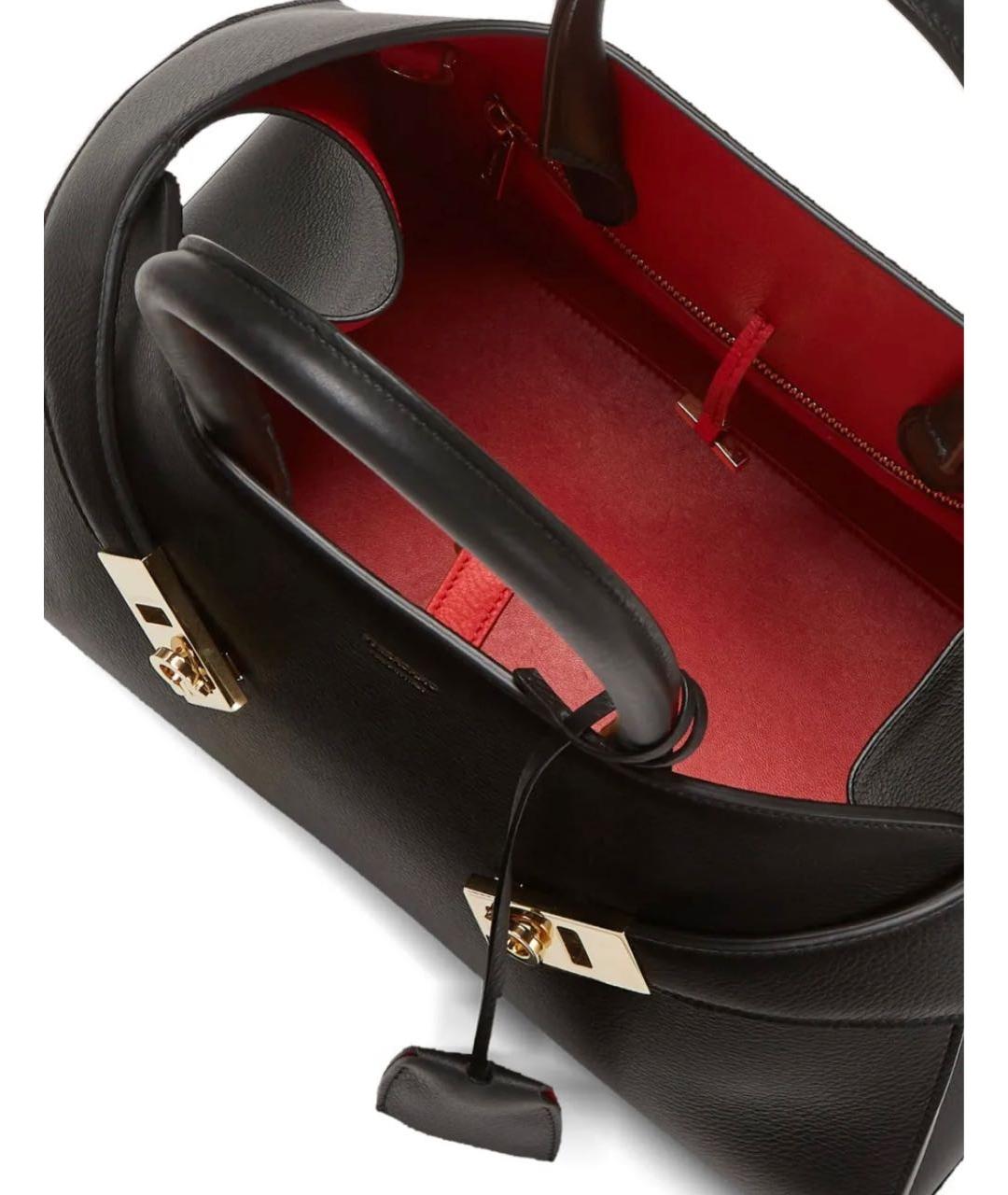 FERRAGAMO Черная кожаная сумка с короткими ручками, фото 5