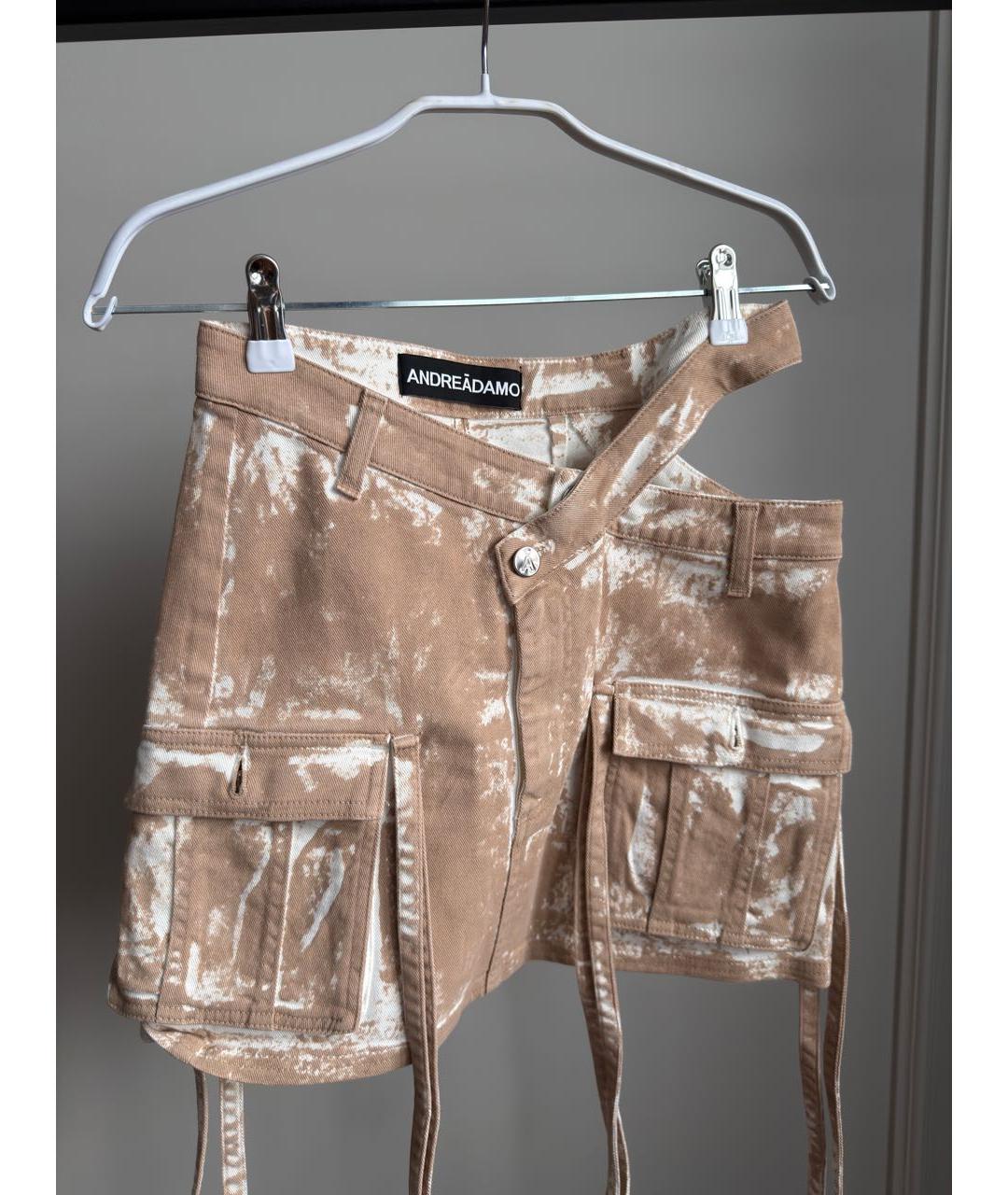 ANDREADAMO Бежевая деним юбка мини, фото 2