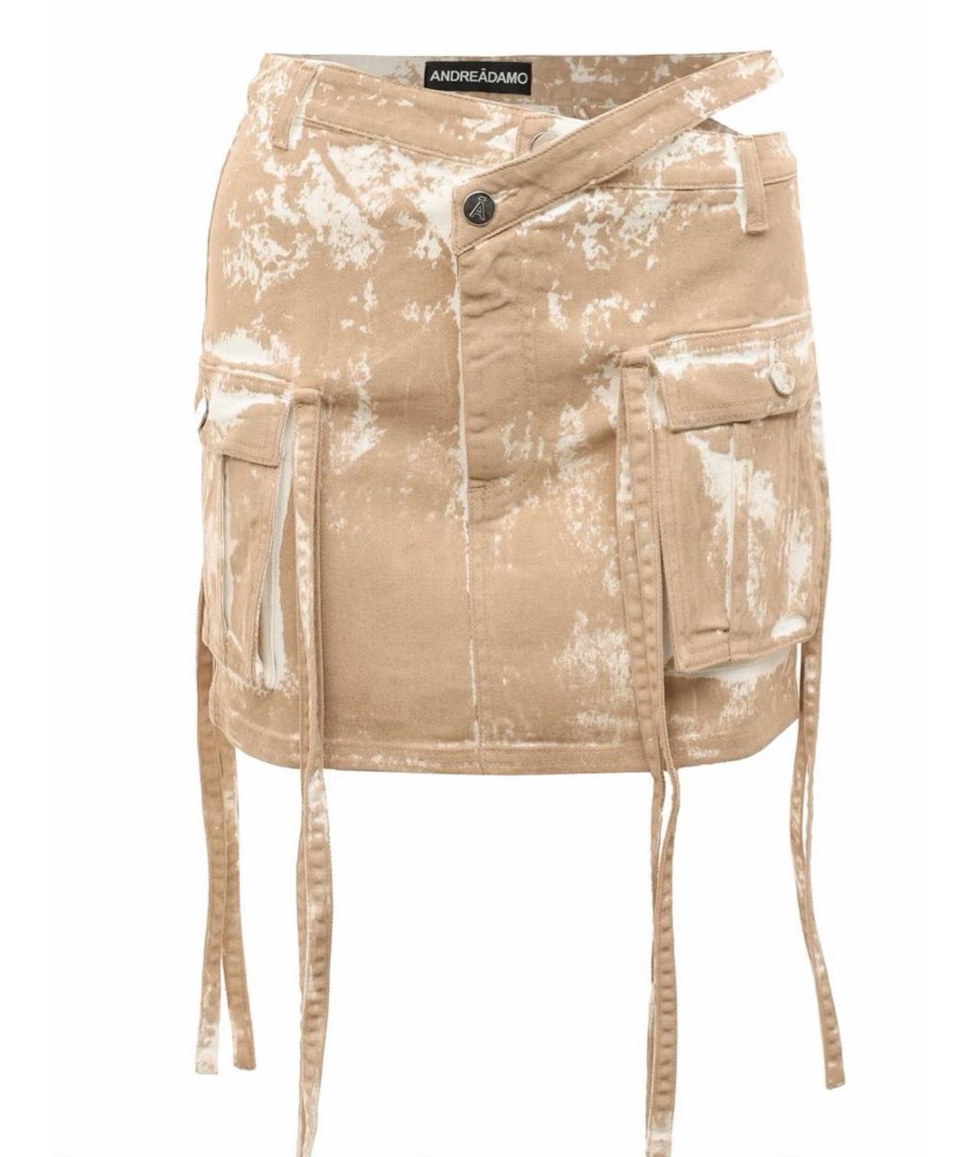 ANDREADAMO Бежевая деним юбка мини, фото 1
