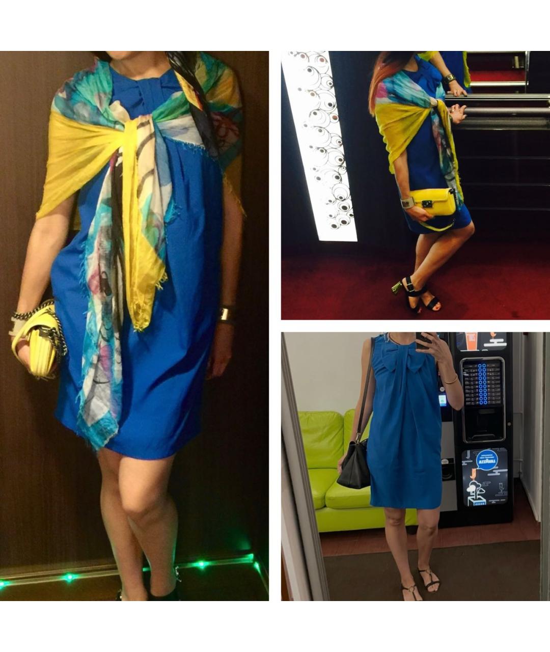 LOVE MOSCHINO Синее полиэстеровое платье, фото 5