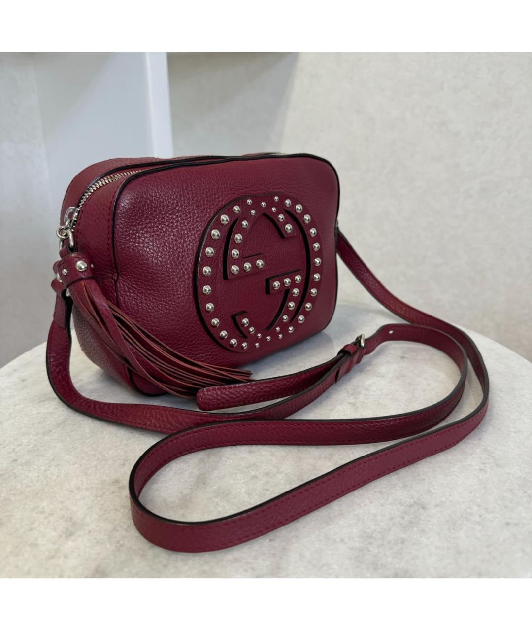 GUCCI Бордовая кожаная сумка через плечо, фото 3