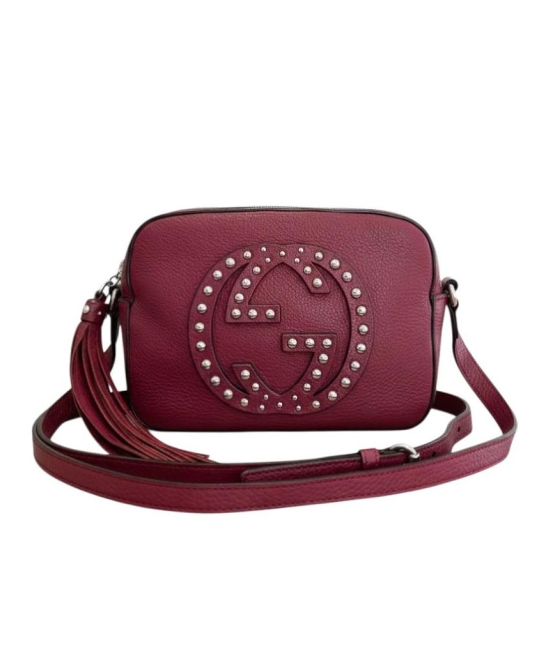 GUCCI Бордовая кожаная сумка через плечо, фото 9