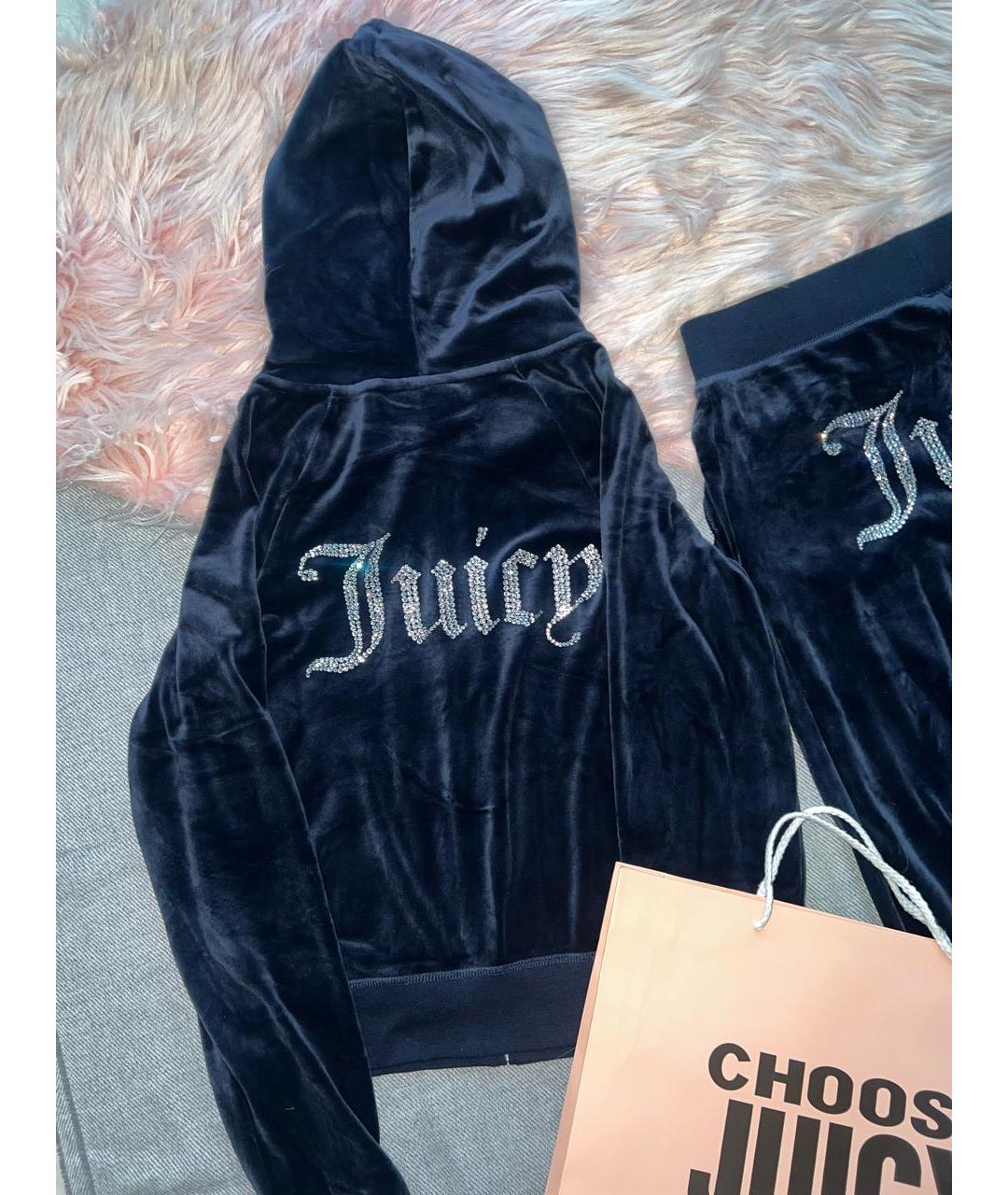 JUICY COUTURE Темно-синий велюровый спортивные костюмы, фото 2