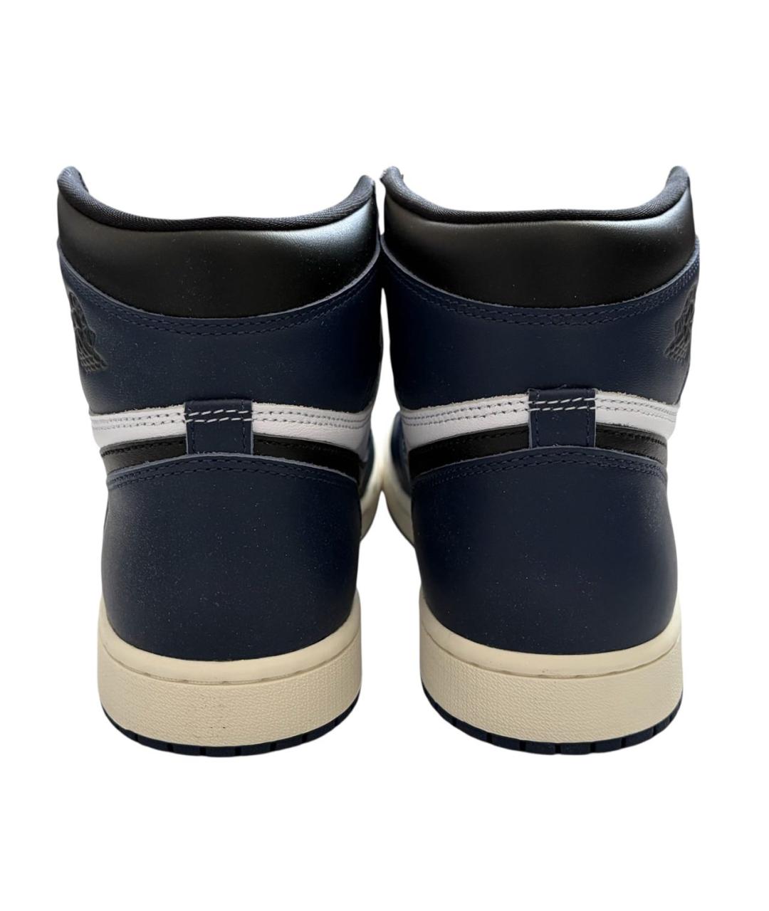 JORDAN Темно-синие кожаные высокие кроссовки / кеды, фото 4