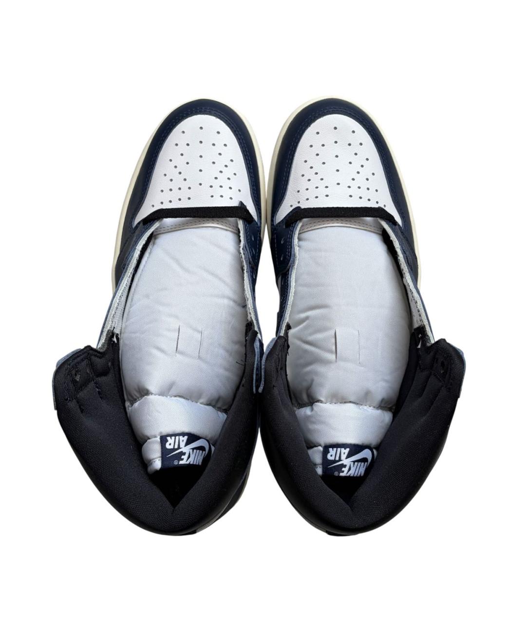 JORDAN Темно-синие кожаные высокие кроссовки / кеды, фото 3