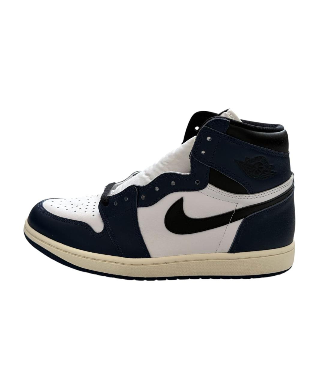 JORDAN Темно-синие кожаные высокие кроссовки / кеды, фото 6