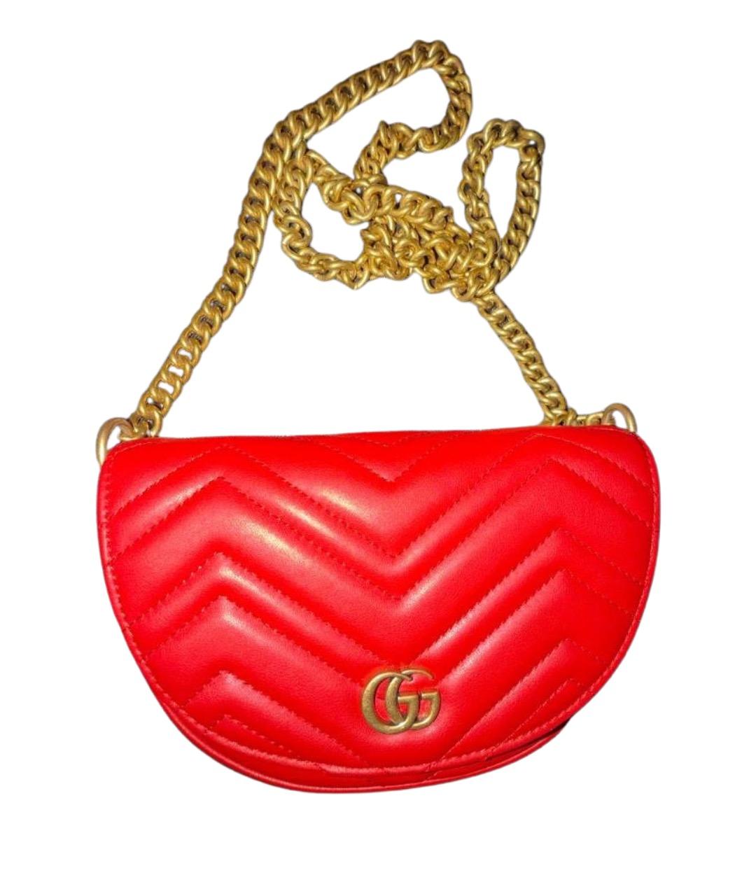 GUCCI Красная кожаная сумка через плечо, фото 1